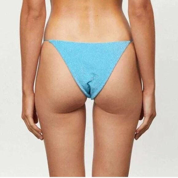 Its Now Cool String Bikini Bottoms in Turquoise Lurex Blue Shimmery Size XS - Picture 5 of 10